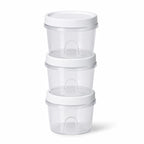 Set de bacs à pâtons transparents empilés, couvercles blancs à visser