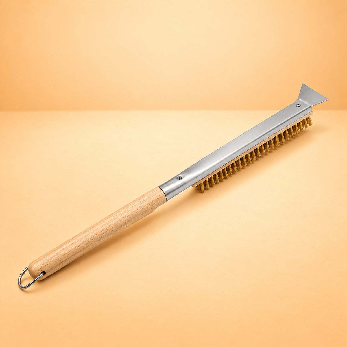 Brosse pour four à pizza, long manche en bois et grattoir en inox
