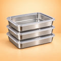Set de fermentation : trois bacs à pâtons en inox empilables avec couvercle transparent