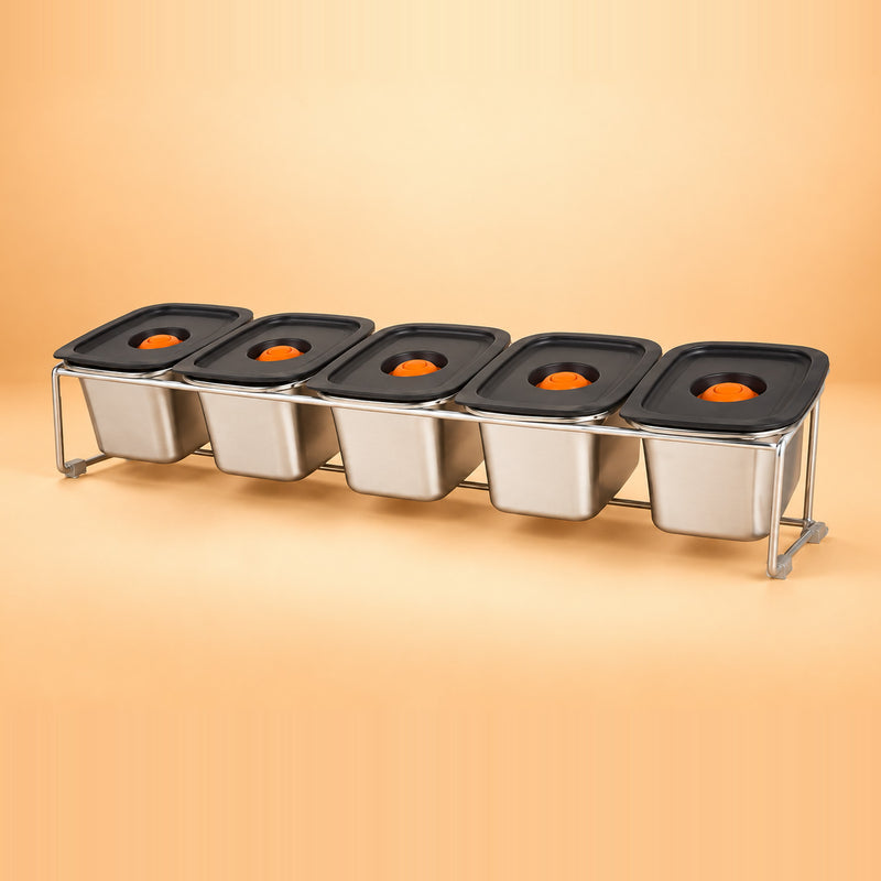 Station à garnitures pizza — bacs inox 500 ml, façon saladette